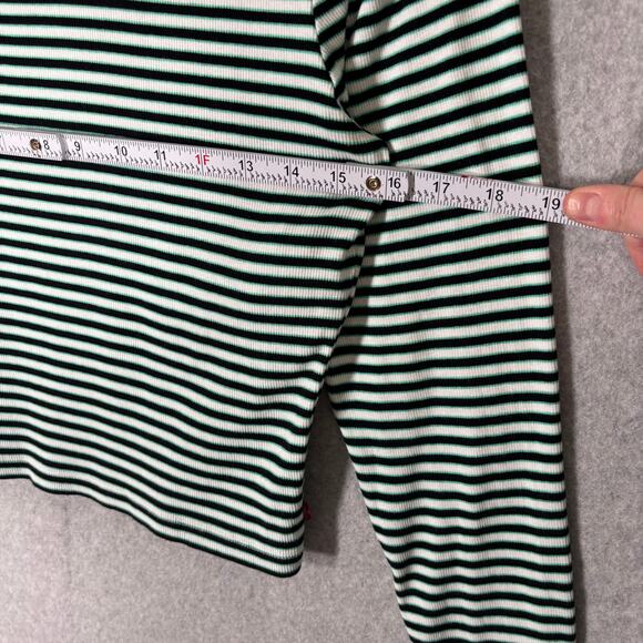 Levis Top Womens Large Green Black Striped Turtleneck Crop Shirt Everyday‎ Soft - Picture 7 of 12